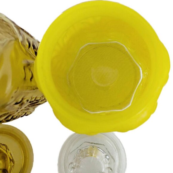 Vintage 1972 Imperial Glass Yellow & Amber Atterbury Scroll Show Off Jars - Picture 4 of 9